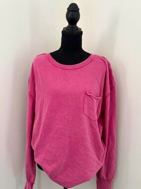 We The Free Fade Into You Long-Sleeve Tee with Pocket in Pink. NWOT. Size Small